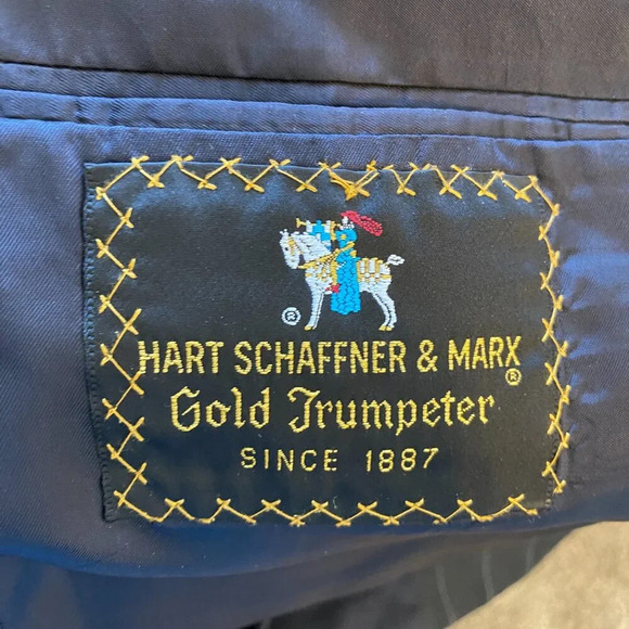 Hart Schaffner Marx Pinstripe Wool Sport Coat Dinner Jacket Blazer Men 44L Black - Picture 12 of 13